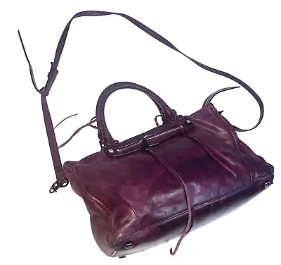 Rebecca Minkoff Soft Leather Moto Satchel Tote Shoulder Bag Grape Purple  12 W • $48.75