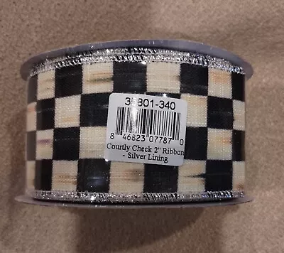 MacKenzie-Childs Courtly Check Silver Lining 2  Ribbon NEW UNOPENED 10 Yards! • $42.99