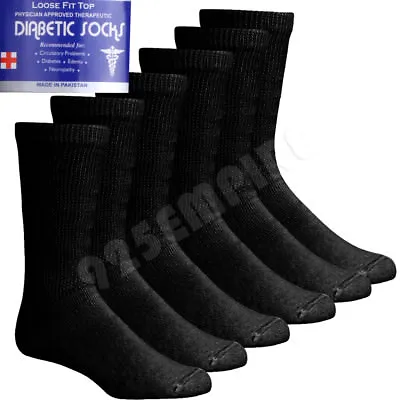 Lot Men's Black Circulatory Diabetic Crew Socks 9-1110-1313-15 • $6.99