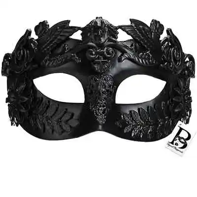 Mens Roman Warrior Venetian Costume Theatre Masquerade Ball Mask [Black] • $24.95