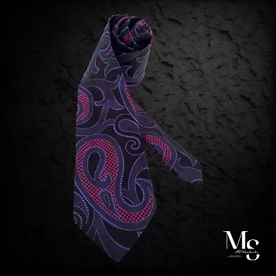 ETRO MILANO Purple Paisley Luxury Silk Tie In Made Italy W: 3.25  EX COND • $47.98