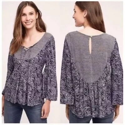 Anthropologie Akemi + Kim Marcella Boho Swing Paisley Lace Peasant Hem Top XS • $11.99