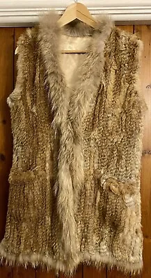 Real Fur Gilet Size 12.   Rabbit Knitted Gilet Chest 36 Length 30 Inches • £50