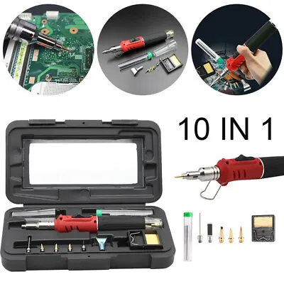10 IN 1 Portable Butane Gas Soldering Iron Kit Auto Ignition Welding Torch Pen • $15.76