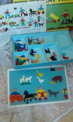 Vintage Allan Industries 1964 Fuzzy Felt Play Farm Set With Instruction Page • £12