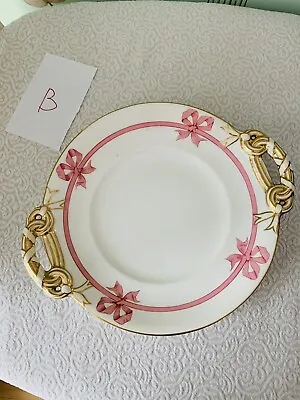 Minton Pink Cake Plate Bows Ribbons Ribbon Handle • $399