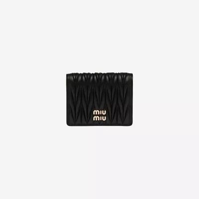 Miu Miu Matelasse Nappa Leather Wallet Black • $601