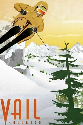 $74.95 • Buy 363043 Colorado Ski Skiing Vail Aspen Beaver Creek Steamboat Art Poster