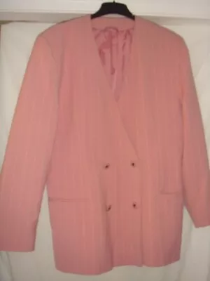 NEW Light Pink Pinstripe Collarless Blazer Size 16 • £7