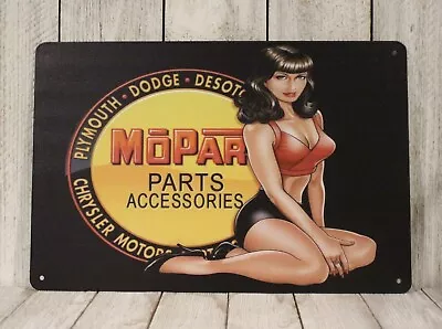 Mopar Pinup Girl Tin Sign Vintage Retro Style Mechanic Garage Car Auto Parts • $10.97