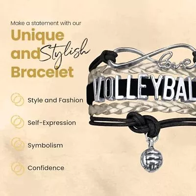 Volleyball Bracelets For Girls- Ideal Volleyball Gifts & Souviners. Black/Gold • $20.23