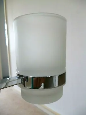£5.50 • Buy Wall Mounted Chrome Finish Tumbler Holder With Glass Tumbler