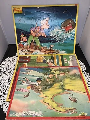 Jaymar Walt Disney Puzzles Pinocchio 101  Dalmations Peter Pan Cardboard Vintage • $25