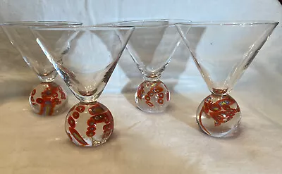 4 Murano Millefiori Ball Stem Cocktail Tumblers Old Fashioneds Bar Tumblers  • $110