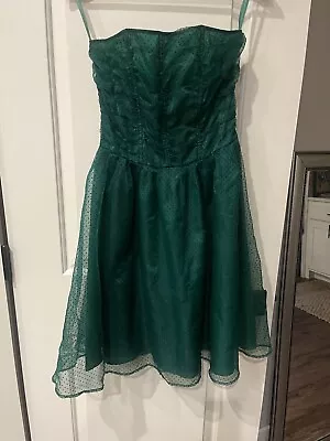 H&M Strapless Corset Top Semi Formal Green Polka Dot Dress Size Small • $20