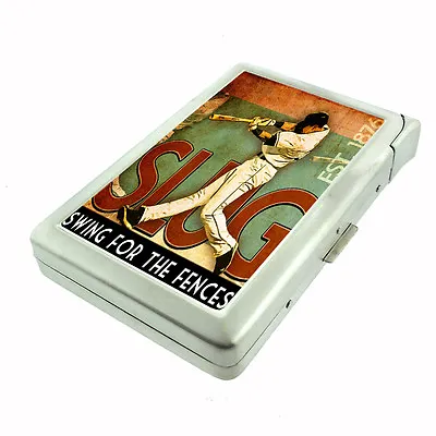 Vintage Baseball D16 Cigarette Case Built In Lighter Metal Wallet America's Game • $19.95