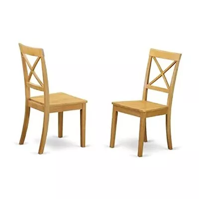  Boston Kitchen Dining Cross Back Wooden Seats Set Of 2 Chair Oak • $189.81