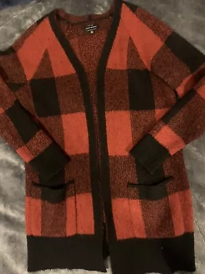 Lucky Brand Red Tartan Oversized Cardigan Size S Preowned  • £10