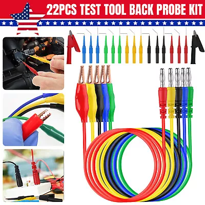 22x Multimeter Test Tool Back Probe Leads Kit W/Alligator Clips For Automotive • $16.48