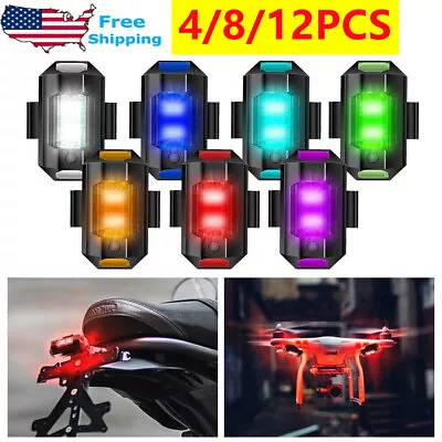 12Pcs LED 7 Colors Aircraft Warning Strobe Light Chargeable Motorcycle Drone USA • $10.44