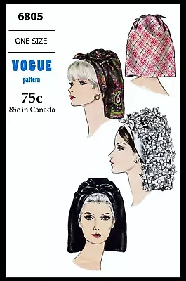 Vogue 6805 Unique SCARF Hat Cap Fabric Sewing Pattern Chemo Alopecia  1 Size • $5.49