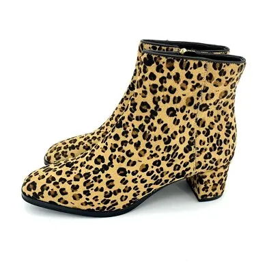 Via Spiga Cheetah Print Ankle Booties Calf Hair Animal Print Sz 6 New SH29 • $71.20