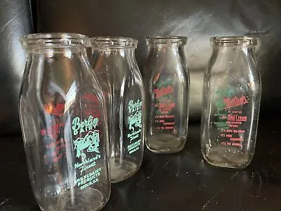 Lot Of 4 Vintage Half Pint Milk Bottles Berlin Dairy Berlin New Hampshire Bottle • $14.95