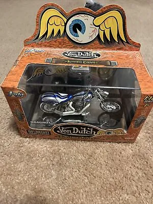 2004 Von Dutch Dragnut Blue & Silver Kustom Bike 1:18 Scale Motorcycle And Case • $19.95