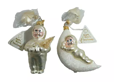 Dept 56 Snowbabies Night Before Christmas Blown Glass Ornaments Lot Of 2  X1298 • $43.99