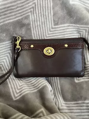 Coach Brown Penelope  Zippy Wallet With Turnlock Front Pocket / Wristlet • $35