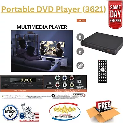 DVD CD Multimedia Player HDMI & RCA Output USB Port Region (3621)-Remote Control • $36.99