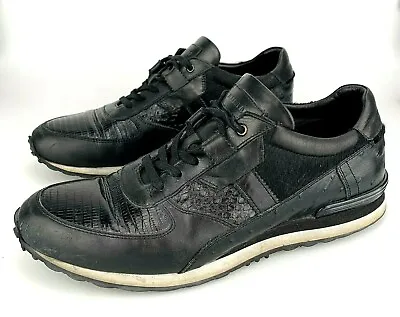 Jared Lang Sneaker Black Snakeskin Ostrich Calf Hair Leather E 96131 Size US 11 • $71.99