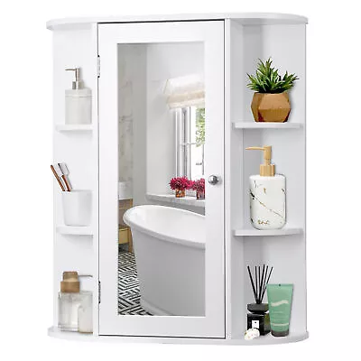 Bathroom Cabinet Single Door Wall Mount Medicine Cabinet With Mirror Shelf • $45.58