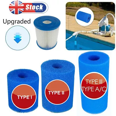 2/3/4 X Swimming Pool Filter Pump Reusable Sponge Foam For Bestway TYPE I/II/III • £6.16