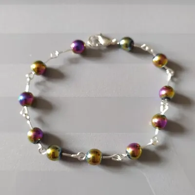 Rainbow Hematite Bead Bracelet • £2