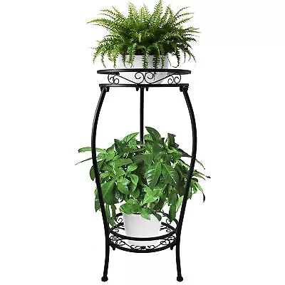 CASIMR 2 Tier Plant Stand Indoor Outdoor 26.6  Tall Metal Potted Holder Rack... • $32.35