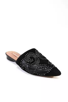 BCBG Max Azria Womens Studded Graphic Pointed Toe Mule Loafers Black Size 7.5 • $40.81