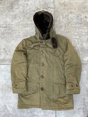 Vintage B-9 Parka Civilian Military Jacket 50s Zip Hood Green Jacket Coat M/L • $160