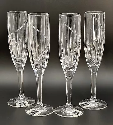 SET OF 4- UPTOWN By Mikasa Champagne Flute Crystal 9.25  Tall - SWIRL • $50