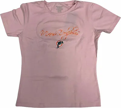 Reebok Miami Dolphins Women's T-Shirt Vintage Logo Embroidered Pink • $26.95