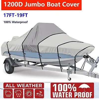 1200D Marine Grade Center Console Boat Cover Heavy Duty 17-19ft With Motor Cover • $129.86