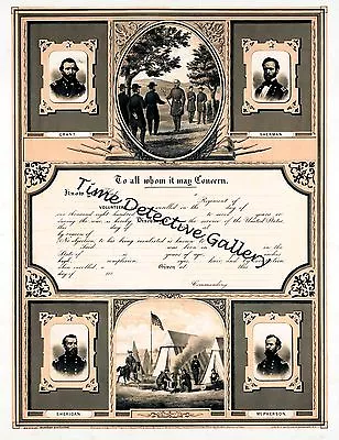 $10 • Buy Certificate Of Discharge From The Union Army - Historic Civil War Print