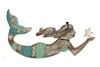 Beachcombers Teal Blue And Green Mermaid Swimming Wall Plaque 19 Inches • $23.86