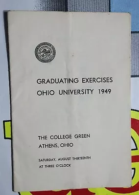 1949 Ohio University Graduation Exercises Program  Athens Ohio OU VTG • $15.99