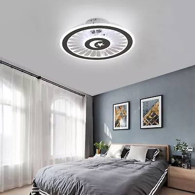 18  Modern Ceiling Fan LED Light +Remote Flush Mount Chandelier Dimmable Lamp US • $49.40