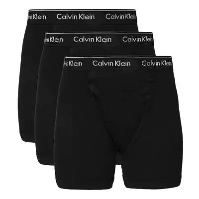 CALVIN KLEIN Men's Cotton Stretch Boxer Briefs CK Underwear 3 Pack Black • $69.95