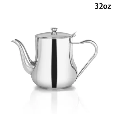 Stainless Steel Metal Teapot Cafe Kitchen Tea Coffee Drink Flip Lid Pot Catering • £12.34