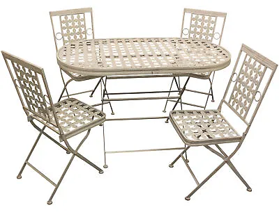 Woodside Folding Metal Outdoor Garden Patio Dining Table And 4 Chairs Set • £179.99