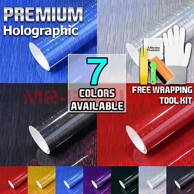 Holographic Brushed Aluminum Rainbow Car Vinyl Wrap Sticker Sheet Decal Film DIY • $297.50