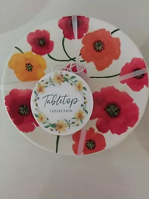 Set Of 4 Maxcera Tabletop Collection 6  Appetizer Plates With Poppy Design • $35